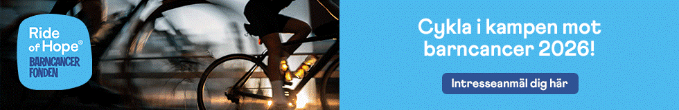 Barncancerfonden – toppbanner (kampanjperiod 1, 2025 ”Ride of hope”)